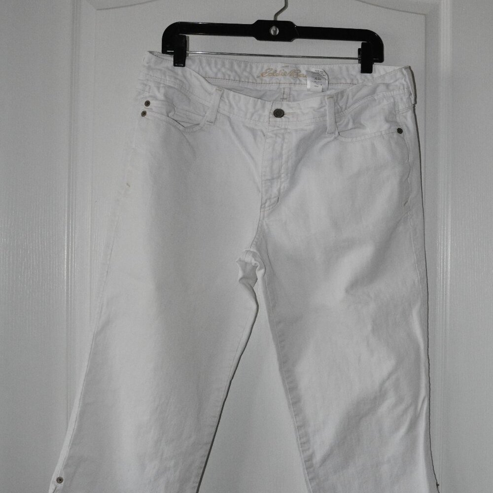 Eddie Bauer 21" Novelty Capri Jeans Women's size 12 Whie Mid Rise